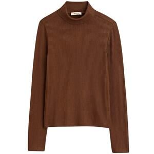 Madewell Burnished Brown Ribbed Turtleneck Long Sleeve Top M NWT